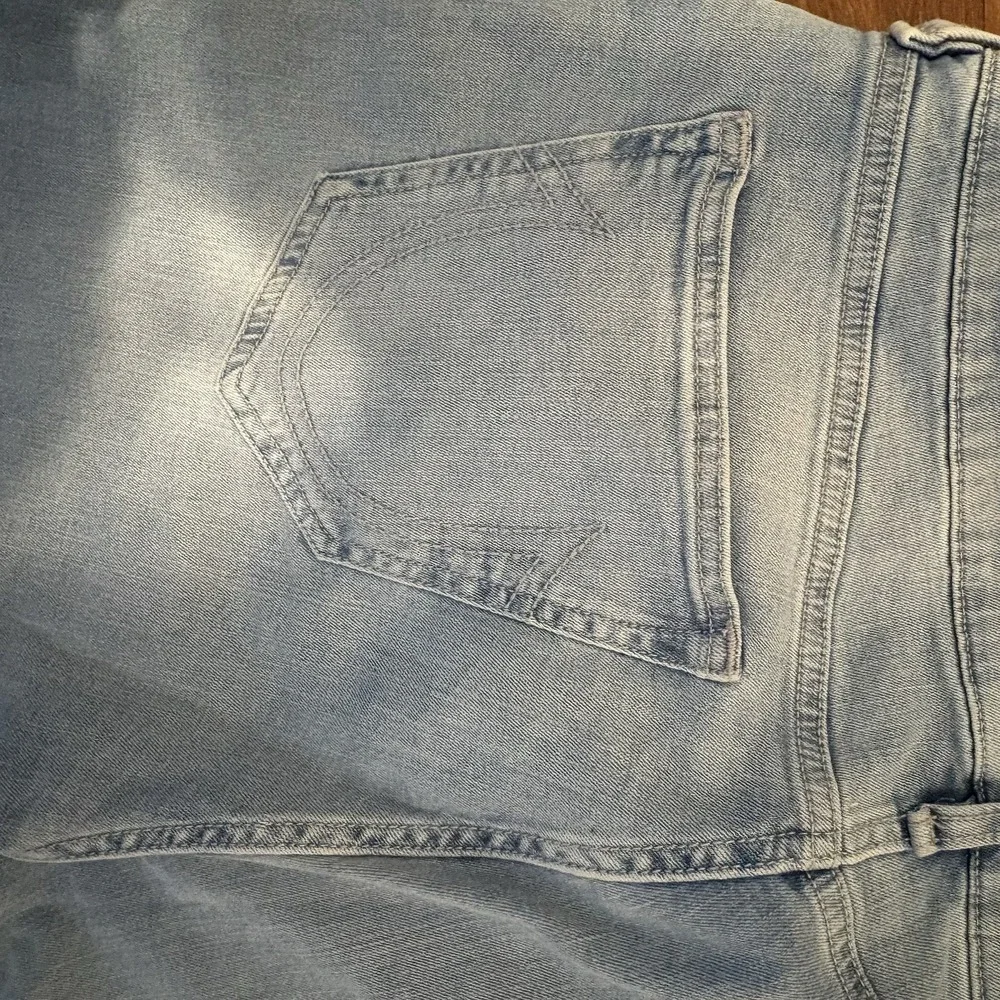 True Religion Rocco Moto Jeans Mens 36x32 Light Wash Relaxed Skinny Denim